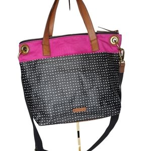 Fossil Pink and Black Totes with Leather Accents